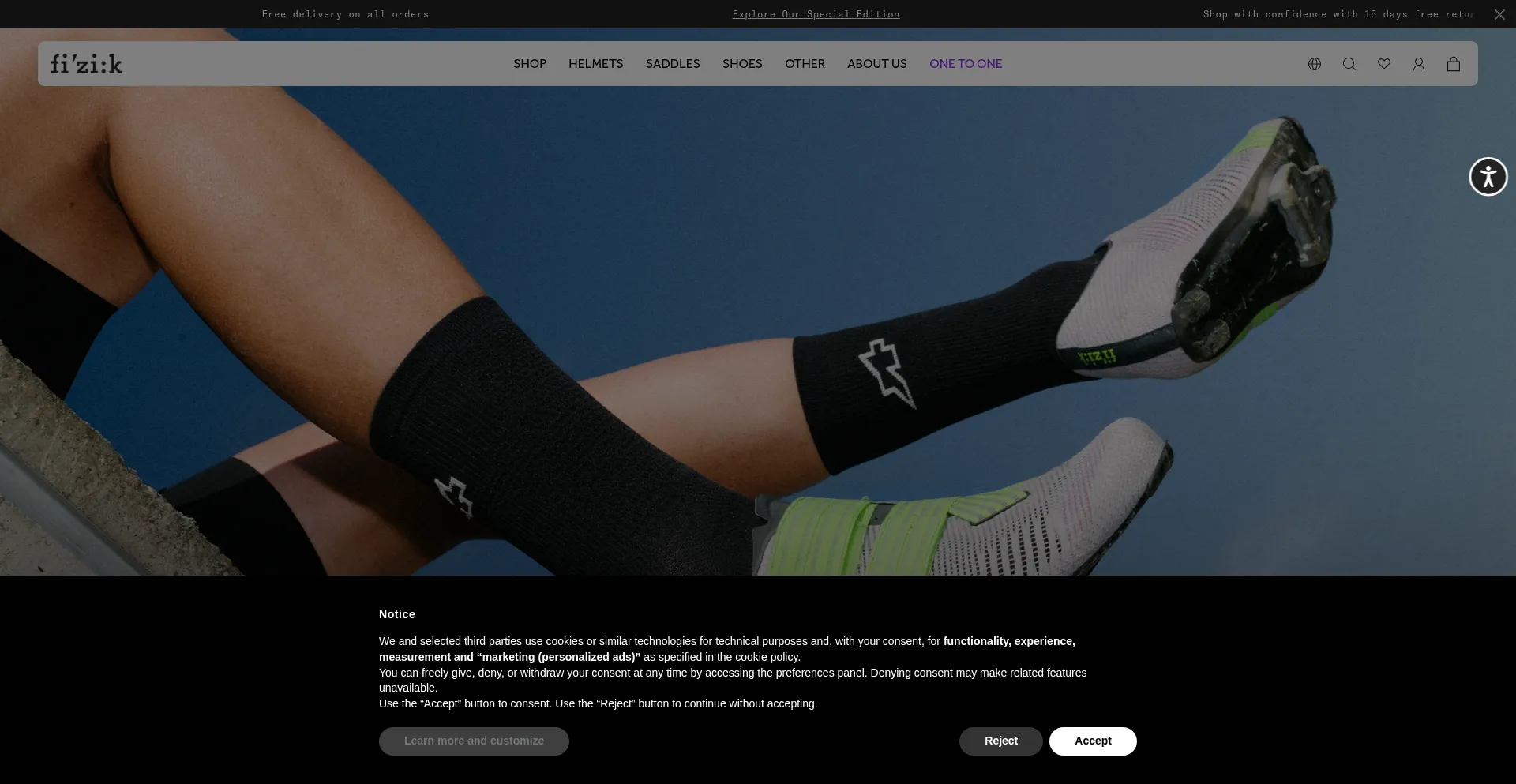 Website screenshot of Fizik.com