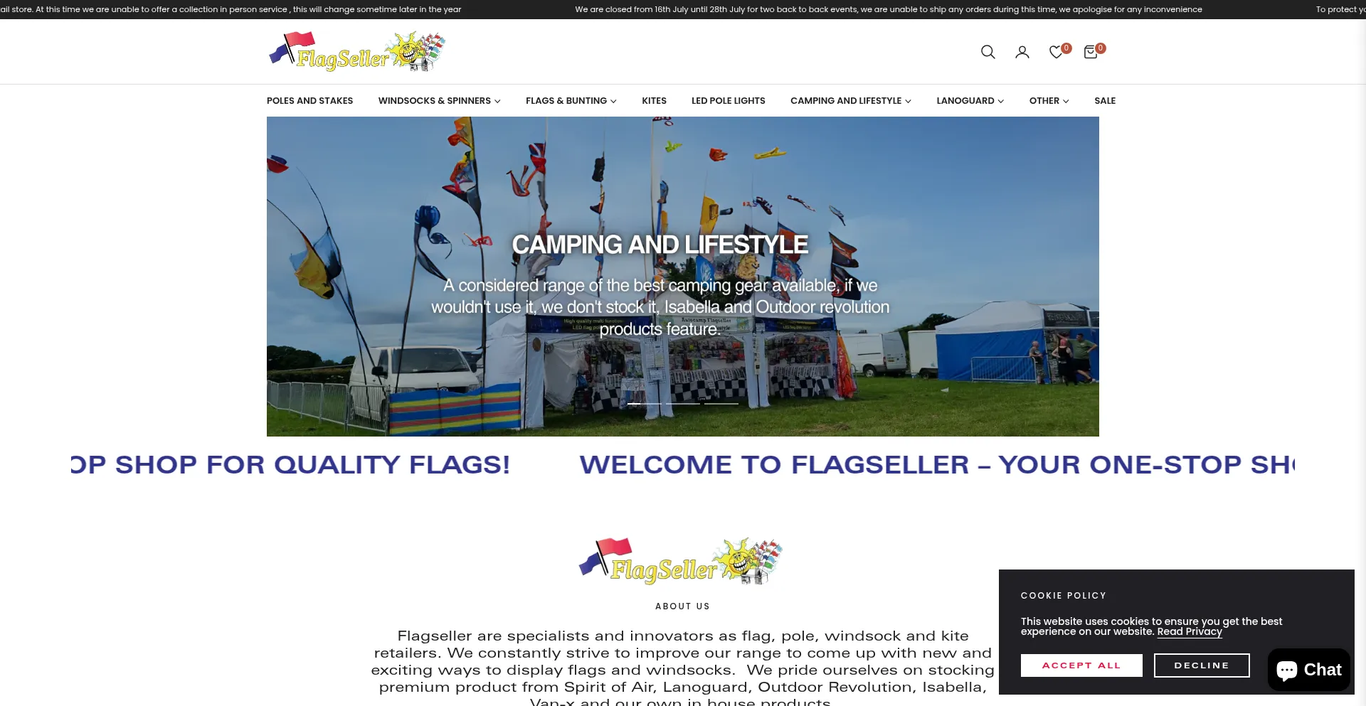 Website screenshot of Flagseller.co.uk