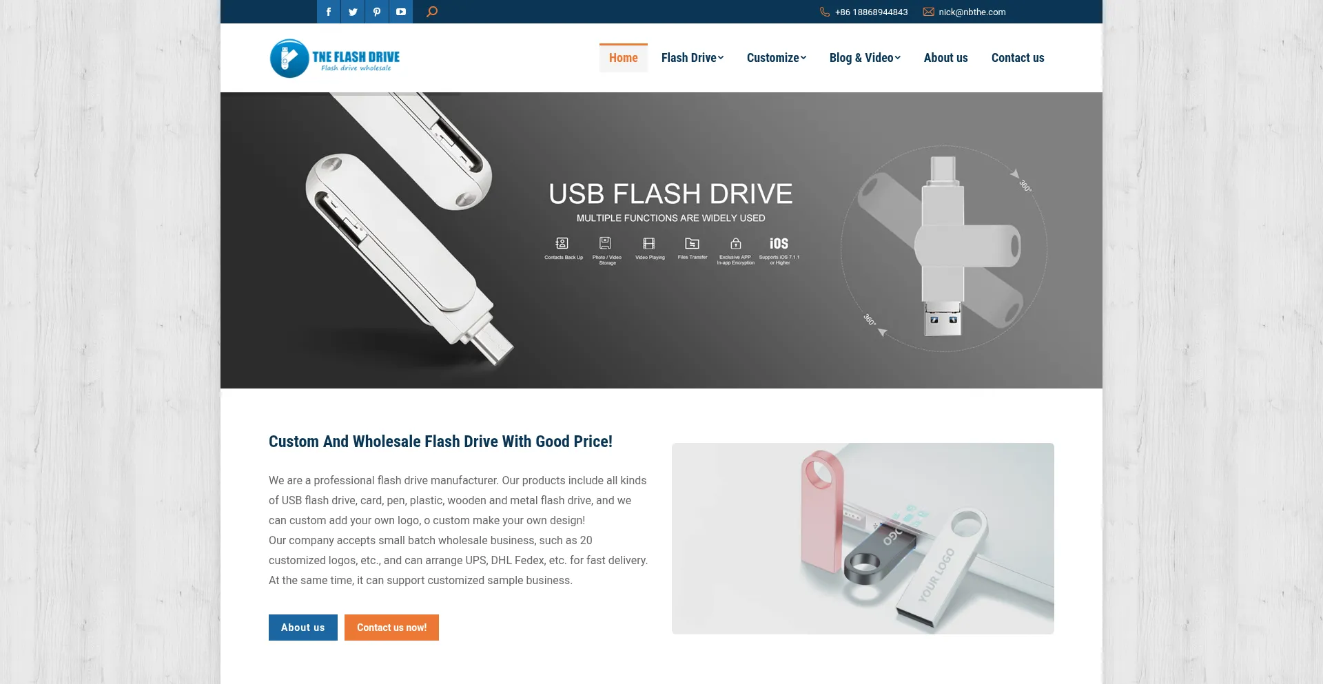 Website screenshot of Flashdrivewholesale.com