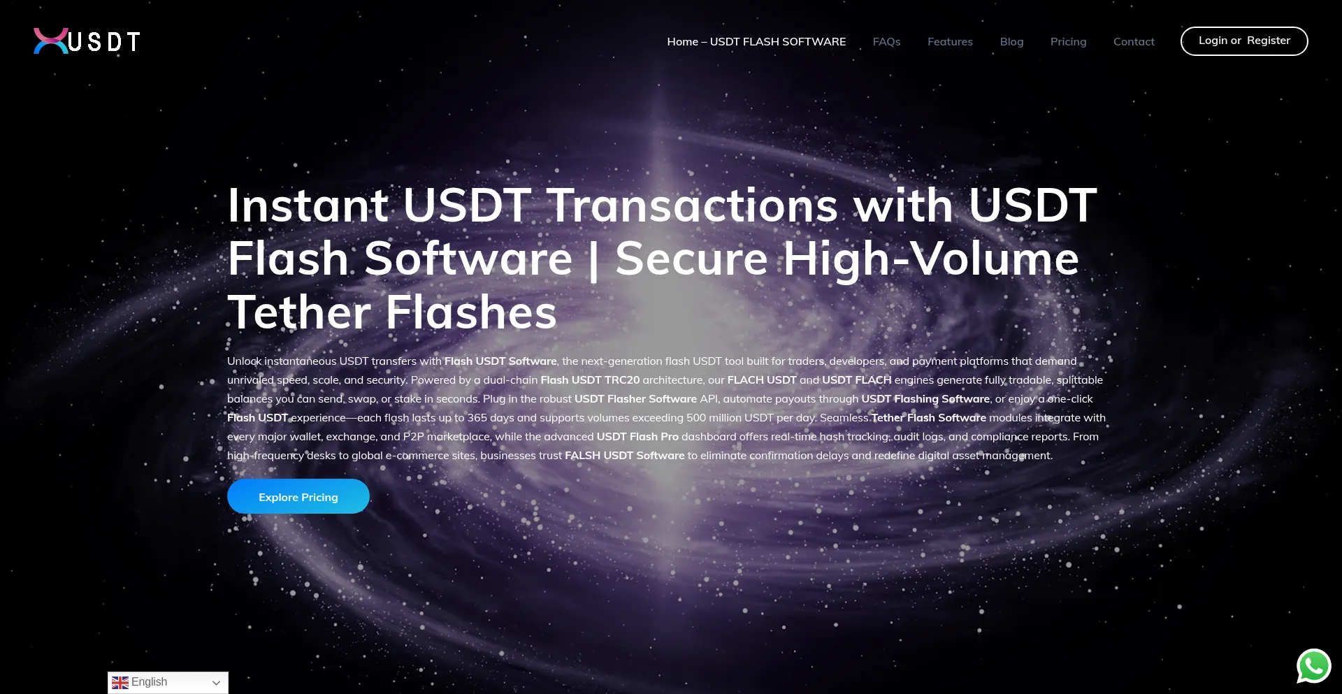 Website screenshot of Flashusdt.org