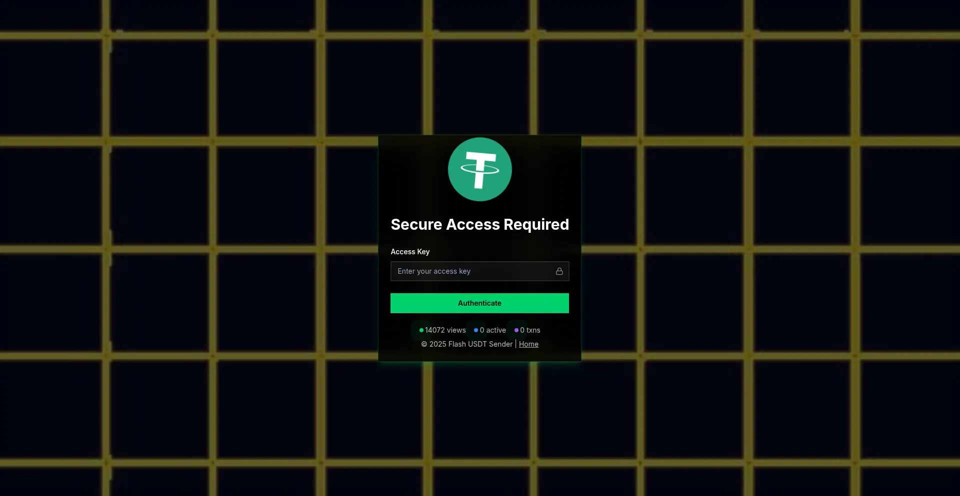 Website screenshot of Flashusdtsender.xyz