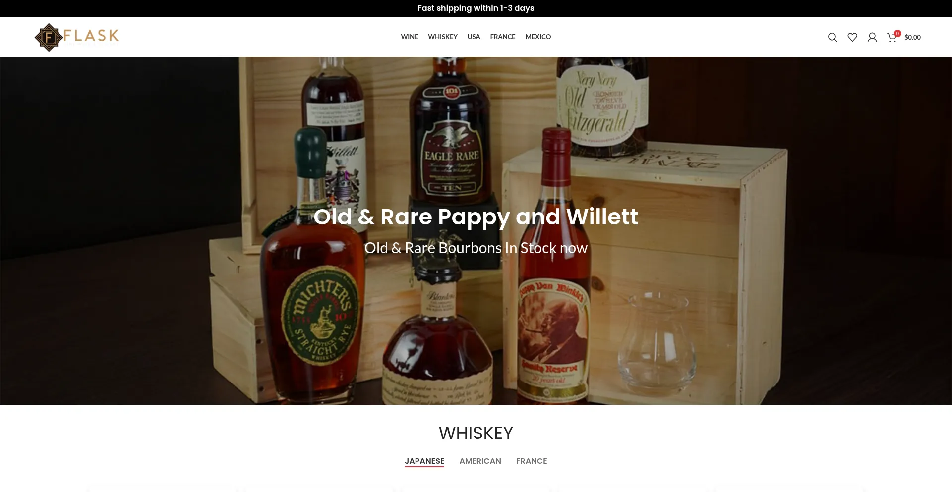 Website screenshot of Flaskfinewinesmall.shop