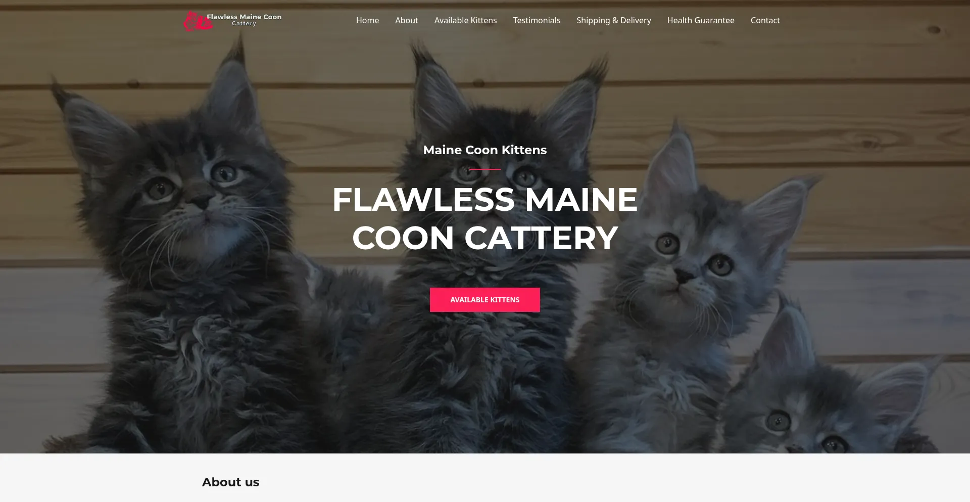 Website screenshot of Flawlessmainecoon.com
