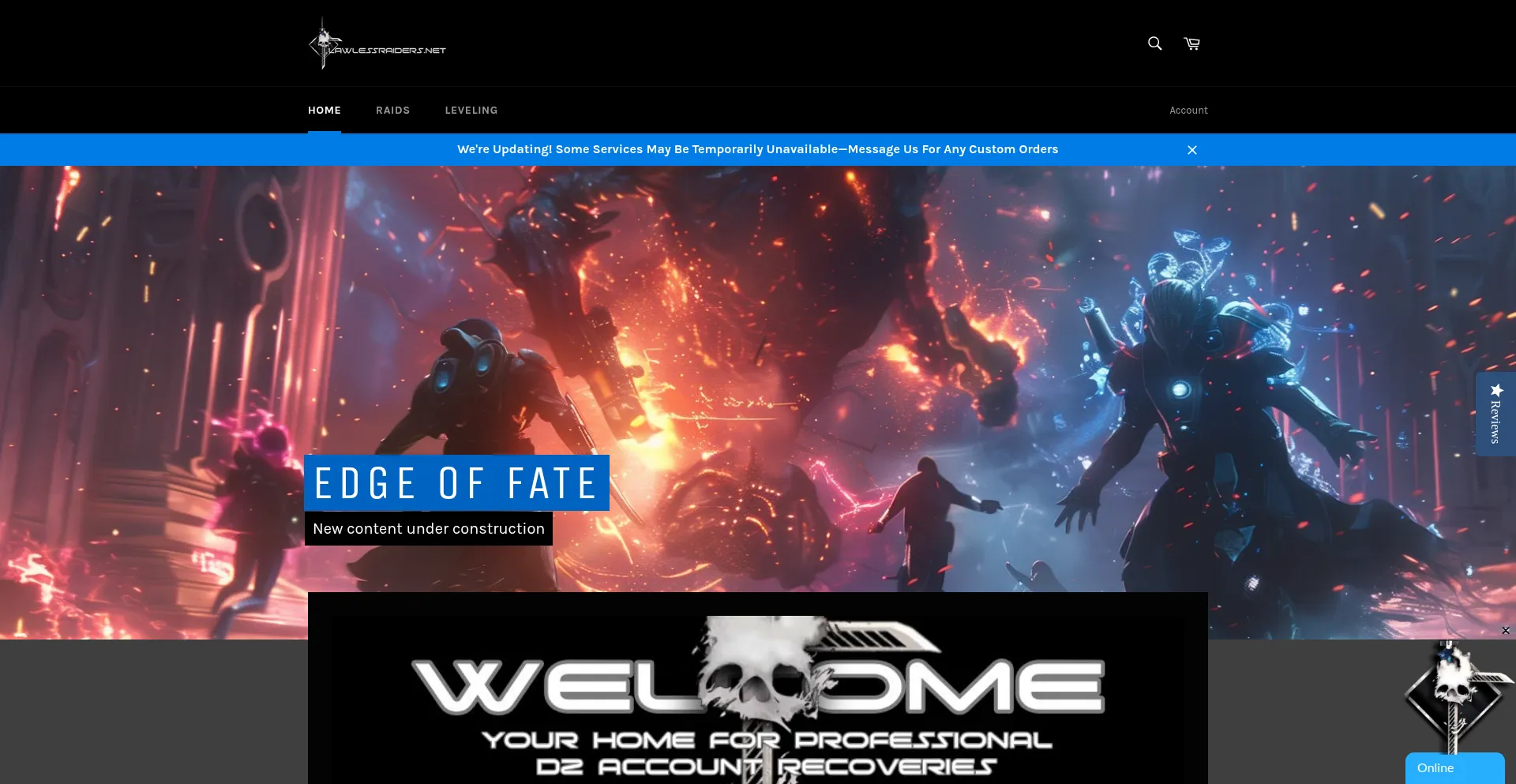 Website screenshot of Flawlessraiders.net