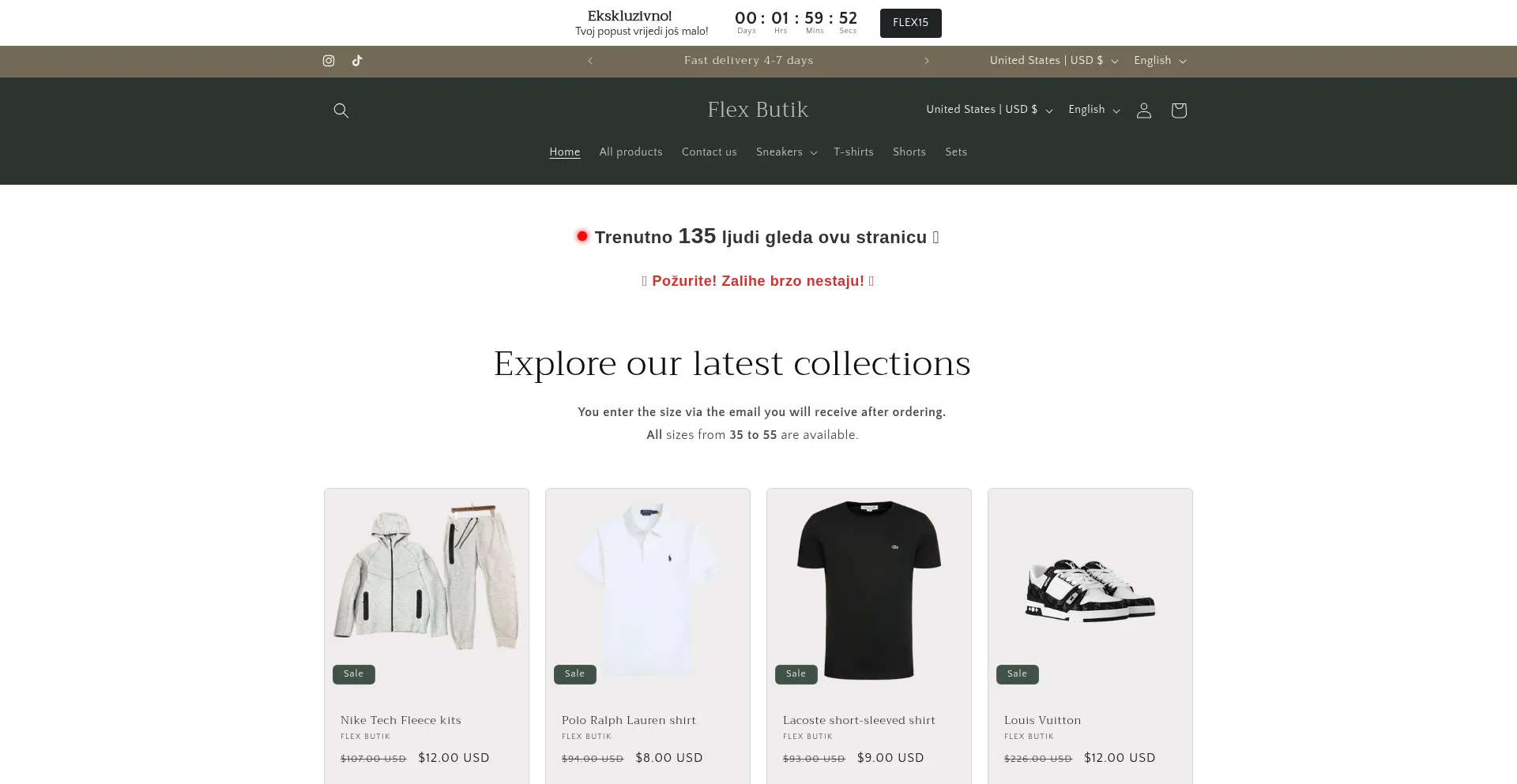 Website screenshot of Flexbutik.shop