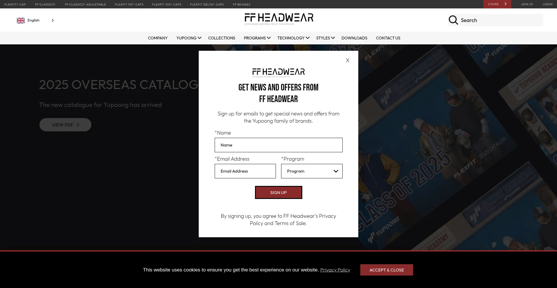 Website screenshot of Flexfit-headwear.com
