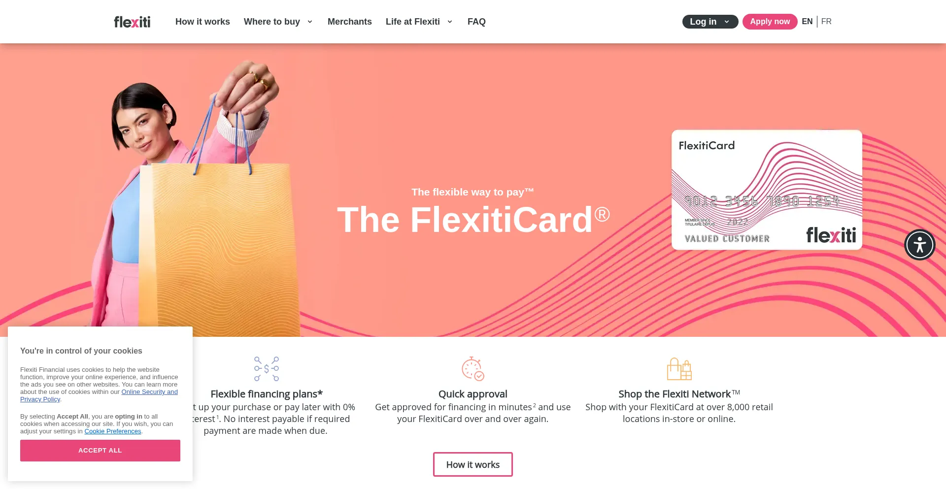Website screenshot of Flexiti.com