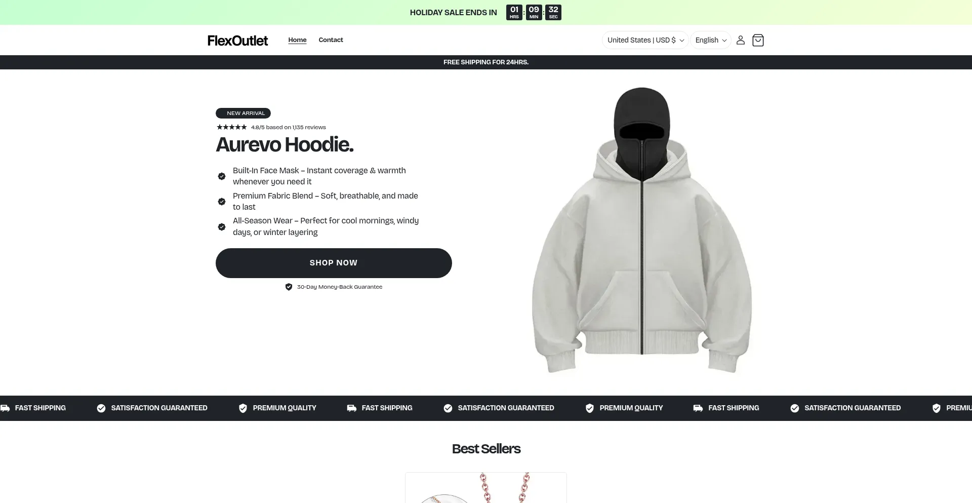 Website screenshot of Flexoutlet.shop
