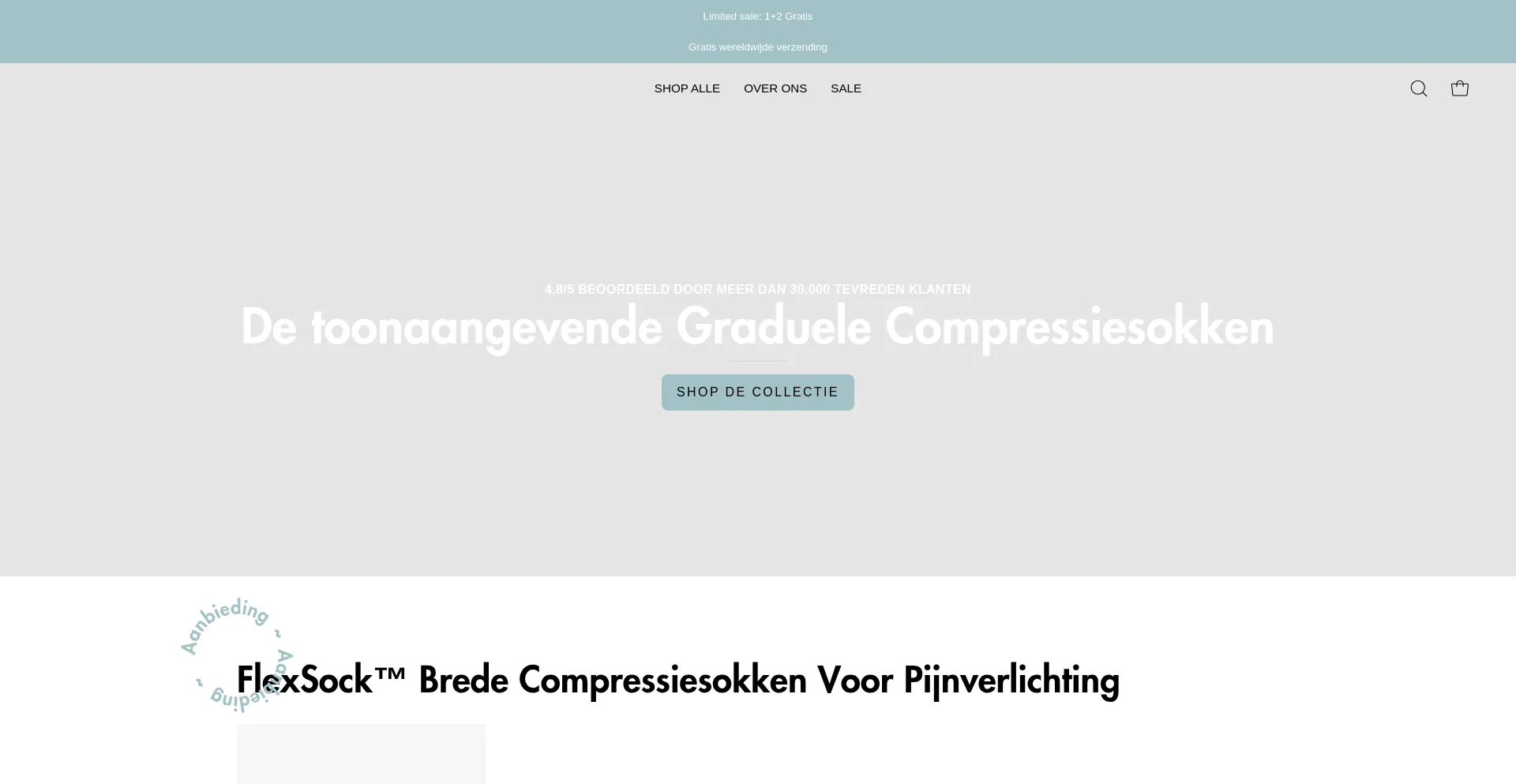 Website screenshot of Flexsock.nl