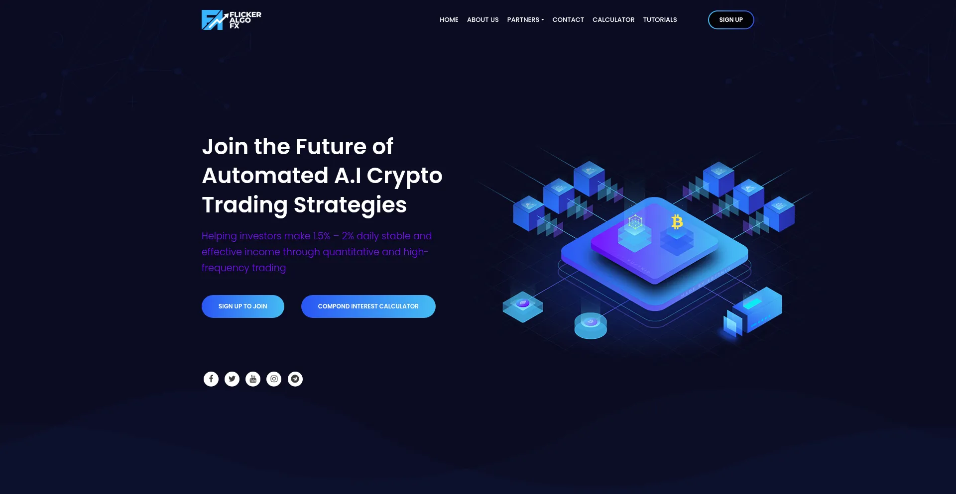 Website screenshot of Flickeralgofx.com