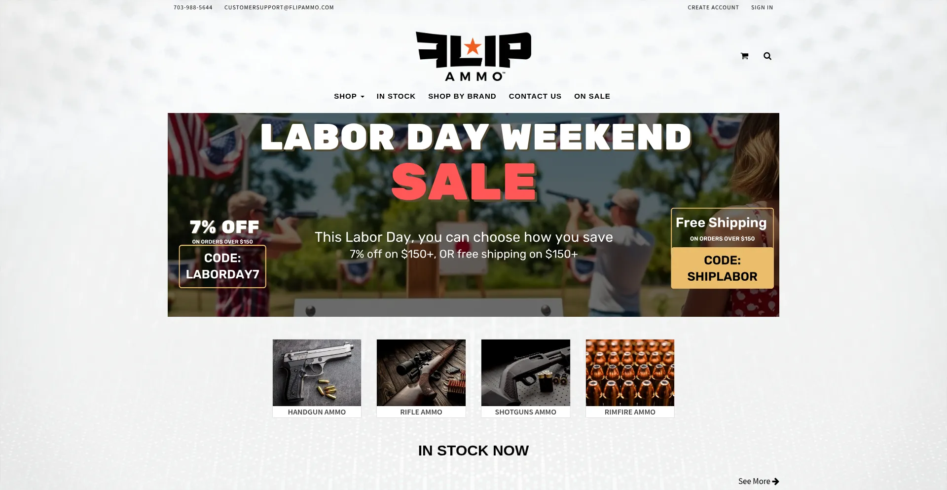 Website screenshot of Flipammo.com