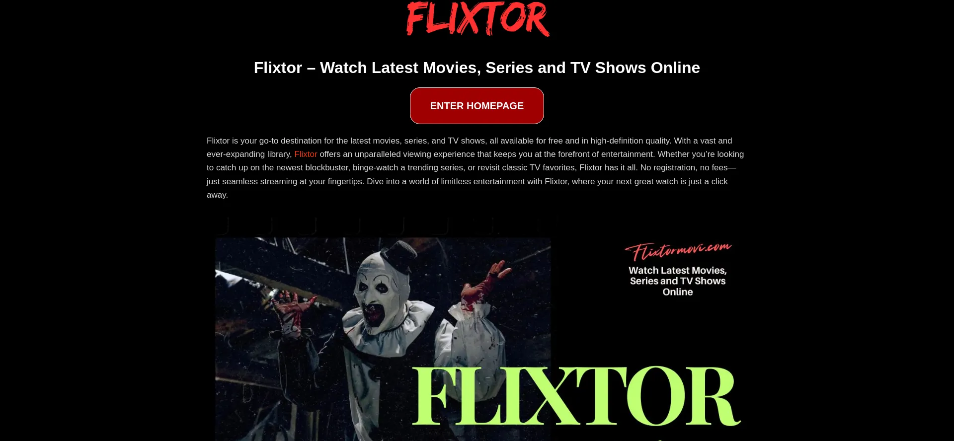 Website screenshot of Flixtormovie.com