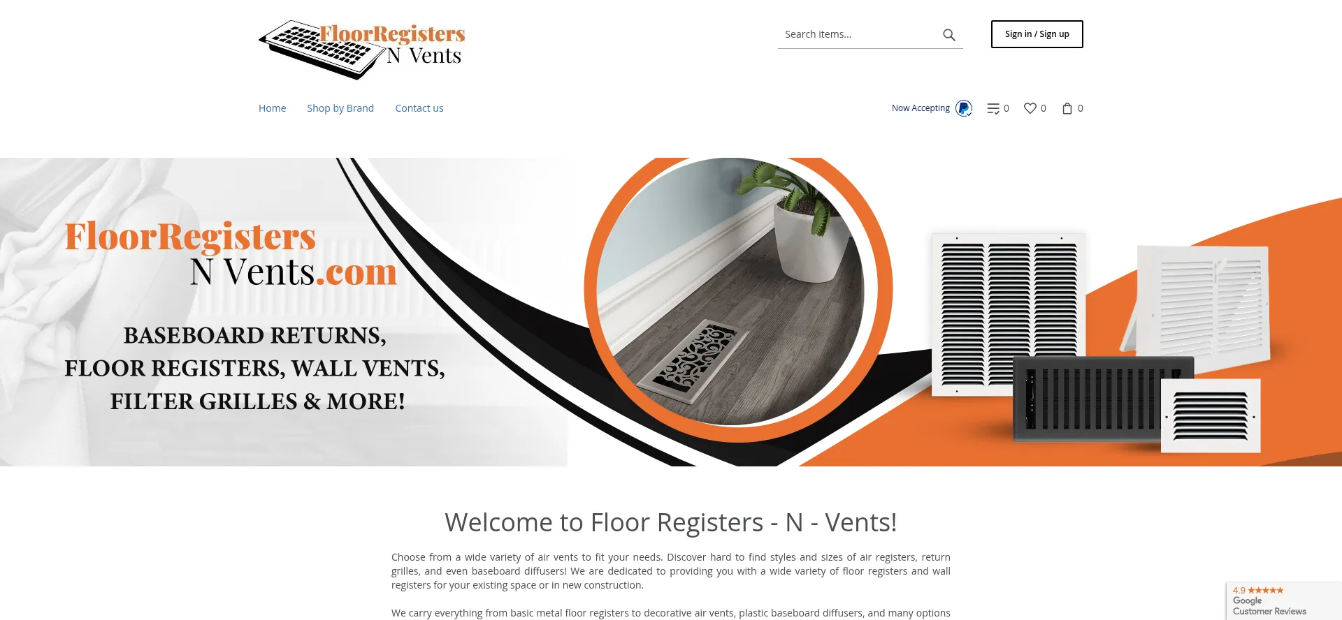 Website screenshot of Floorregisters-n-vents.com
