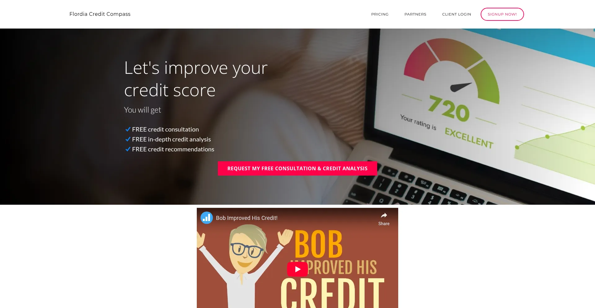 Website screenshot of Flordiacreditcompass.com