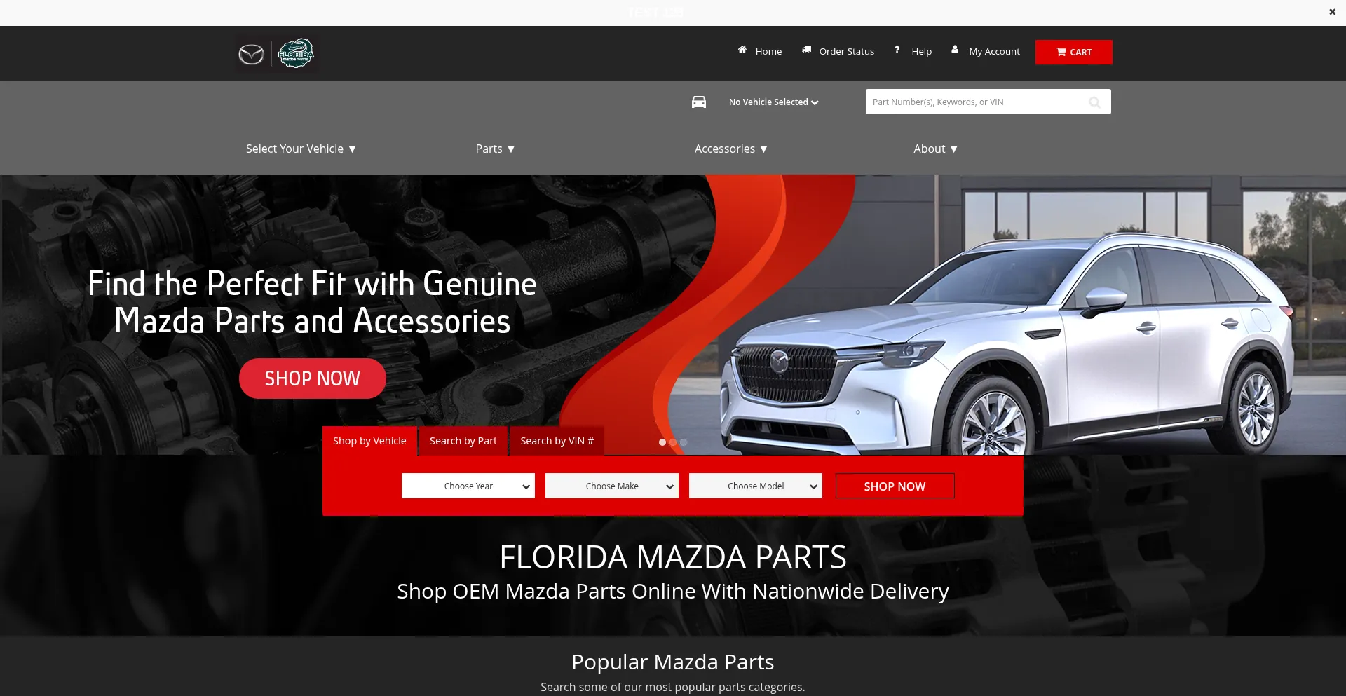 Website screenshot of Floridamazdaparts.com