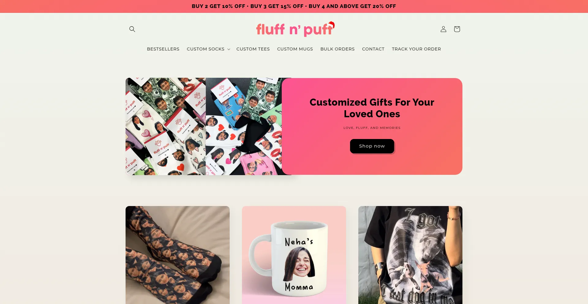 Website screenshot of Fluffnpuff.in