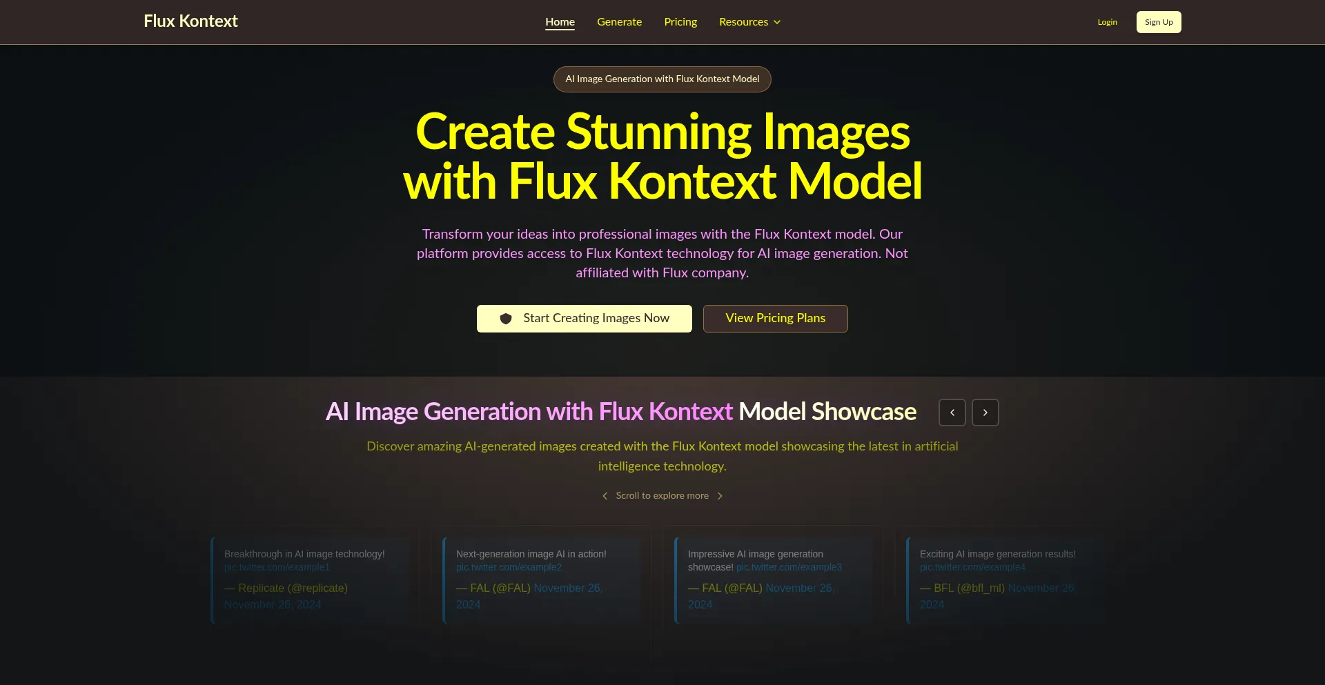 Website screenshot of Flux1-kontext.net
