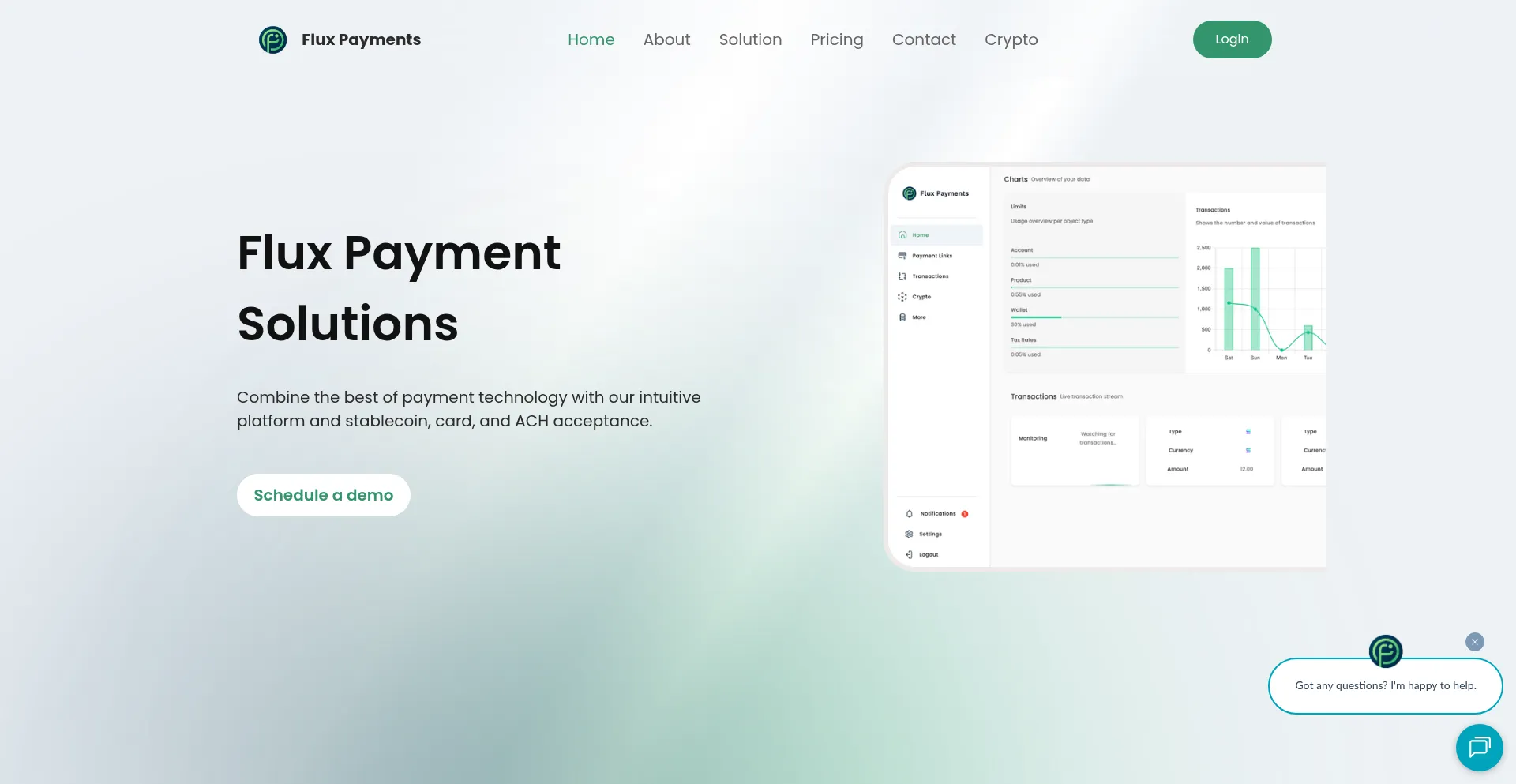 Website screenshot of Fluxpayments.com