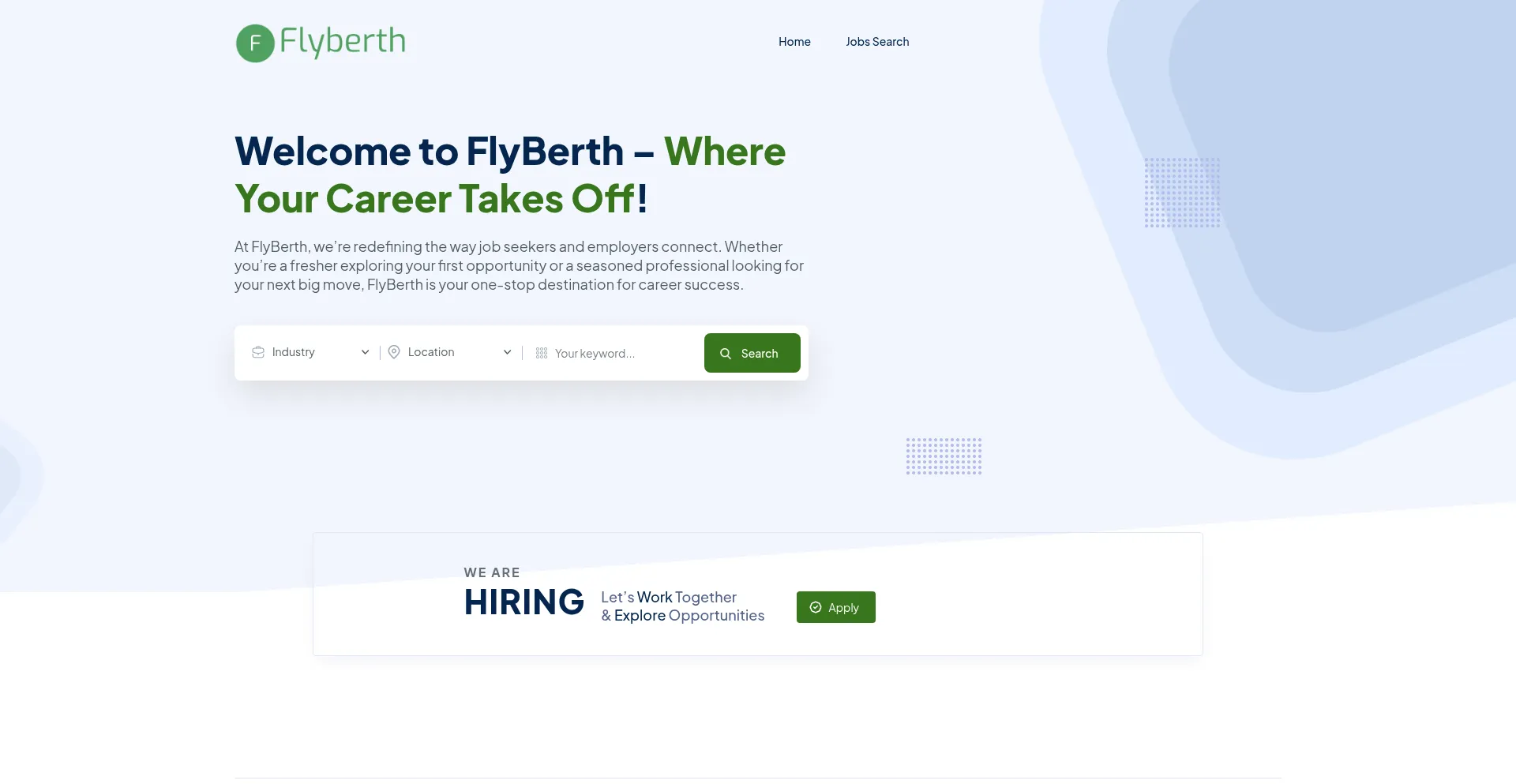 Website screenshot of Flyberth.com