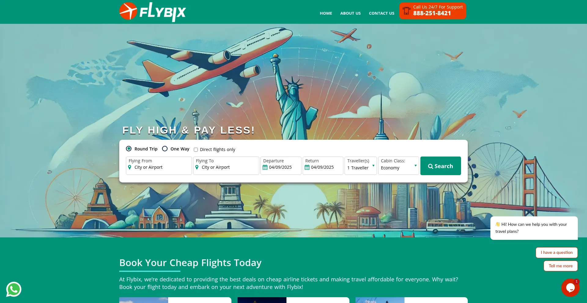 Website screenshot of Flybix.com