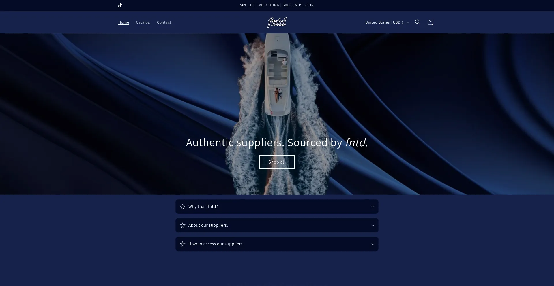 Website screenshot of Fntdresells.com
