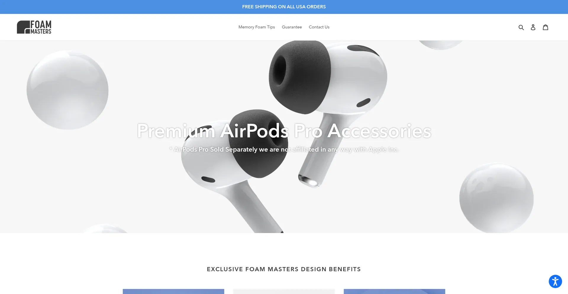 Website screenshot of Foammasters.com