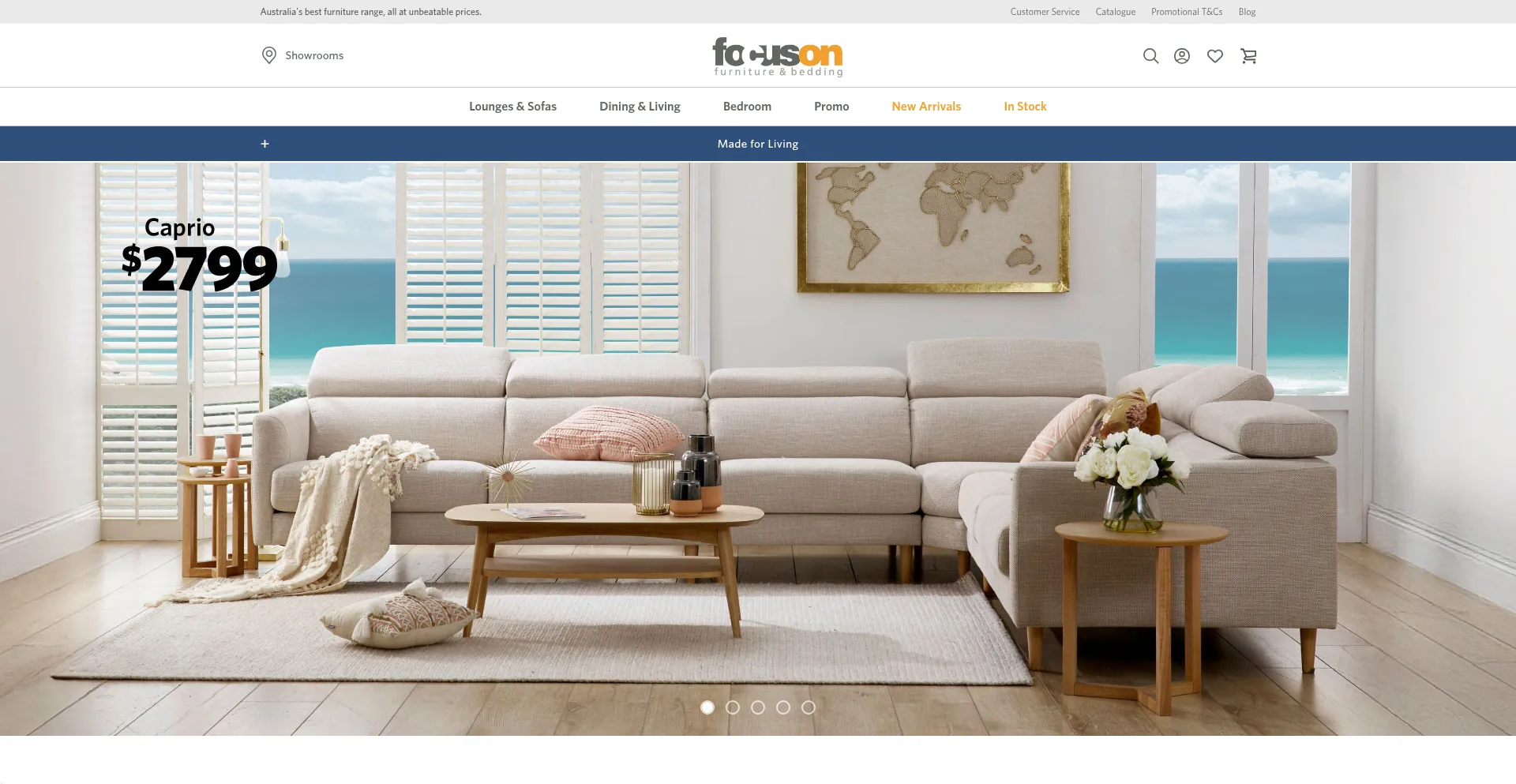 Website screenshot of Focusonfurniture.com.au