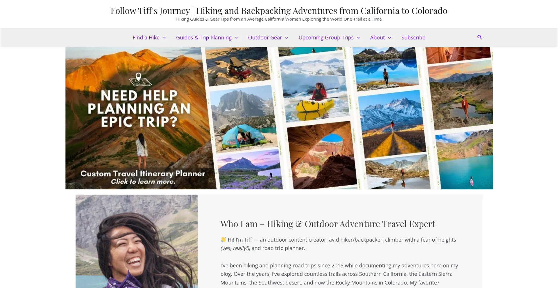 Website screenshot of Followtiffsjourney.com
