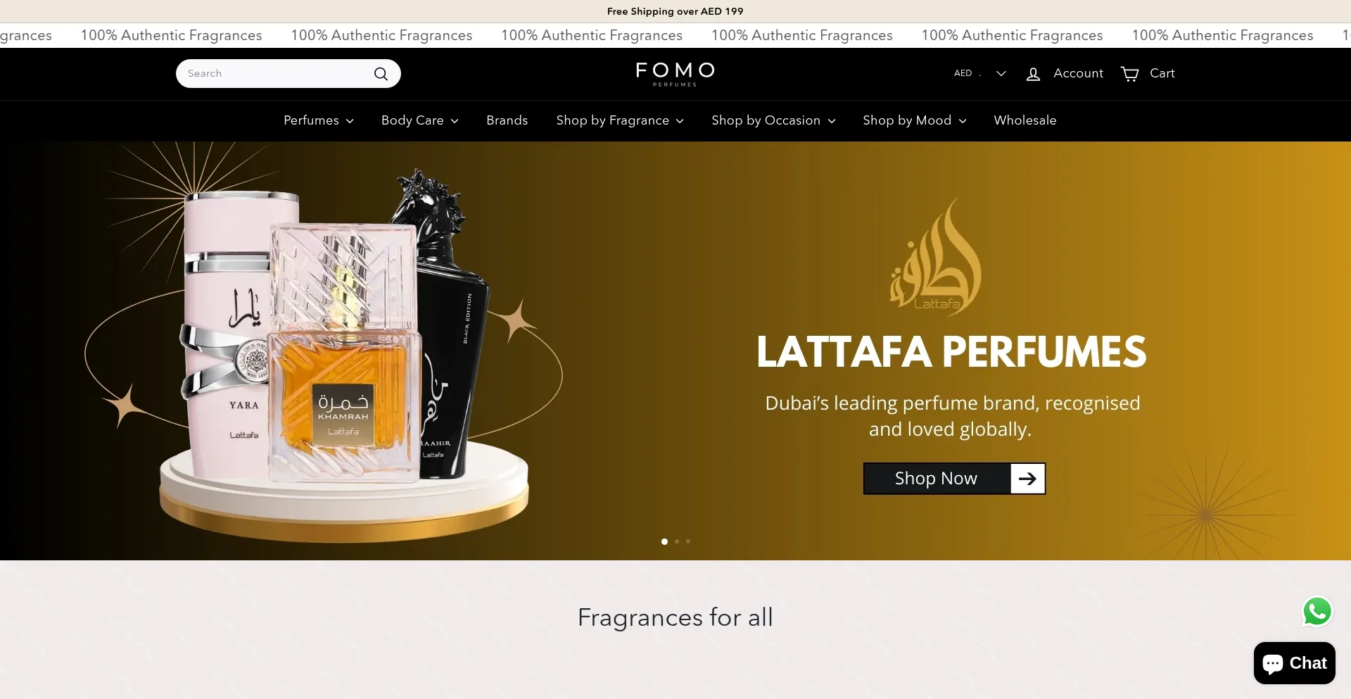 Website screenshot of Fomoperfumes.com