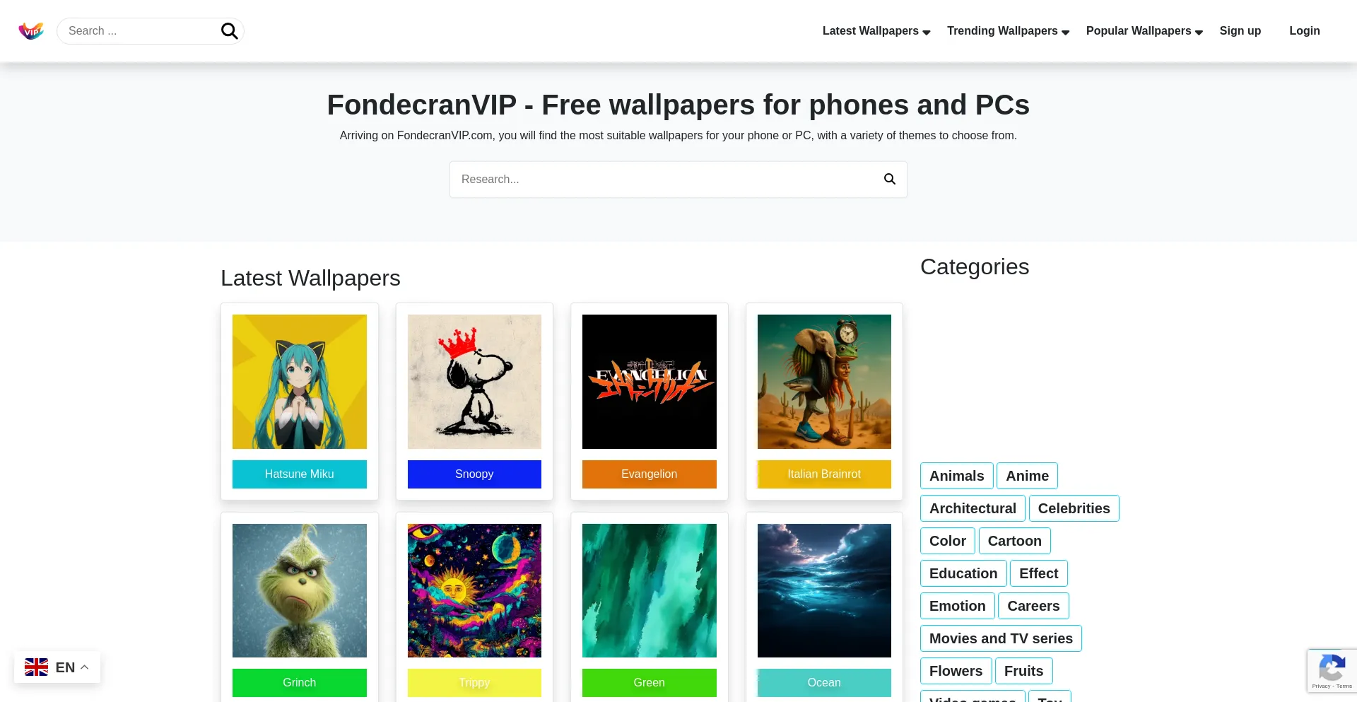 Website screenshot of Fondecranvip.com