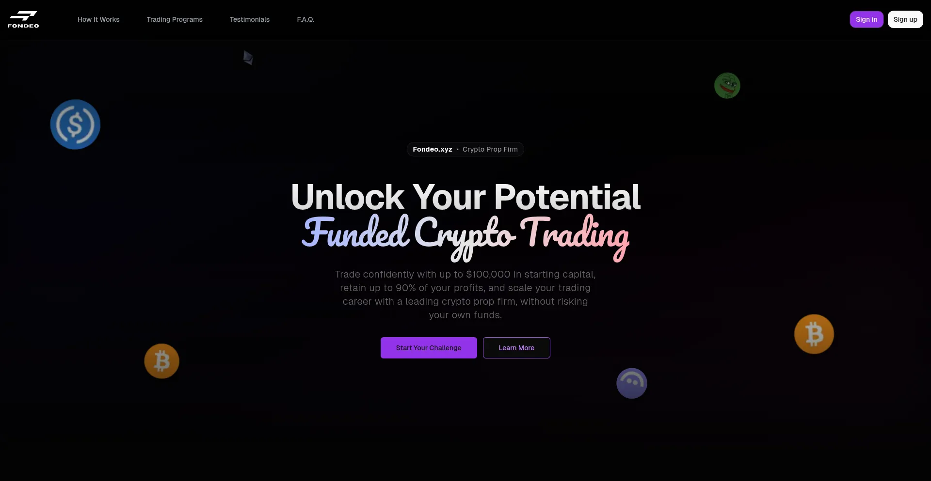 Website screenshot of Fondeo.xyz