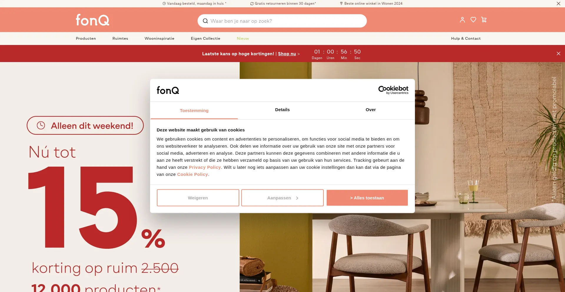 Website screenshot of Fonq.be