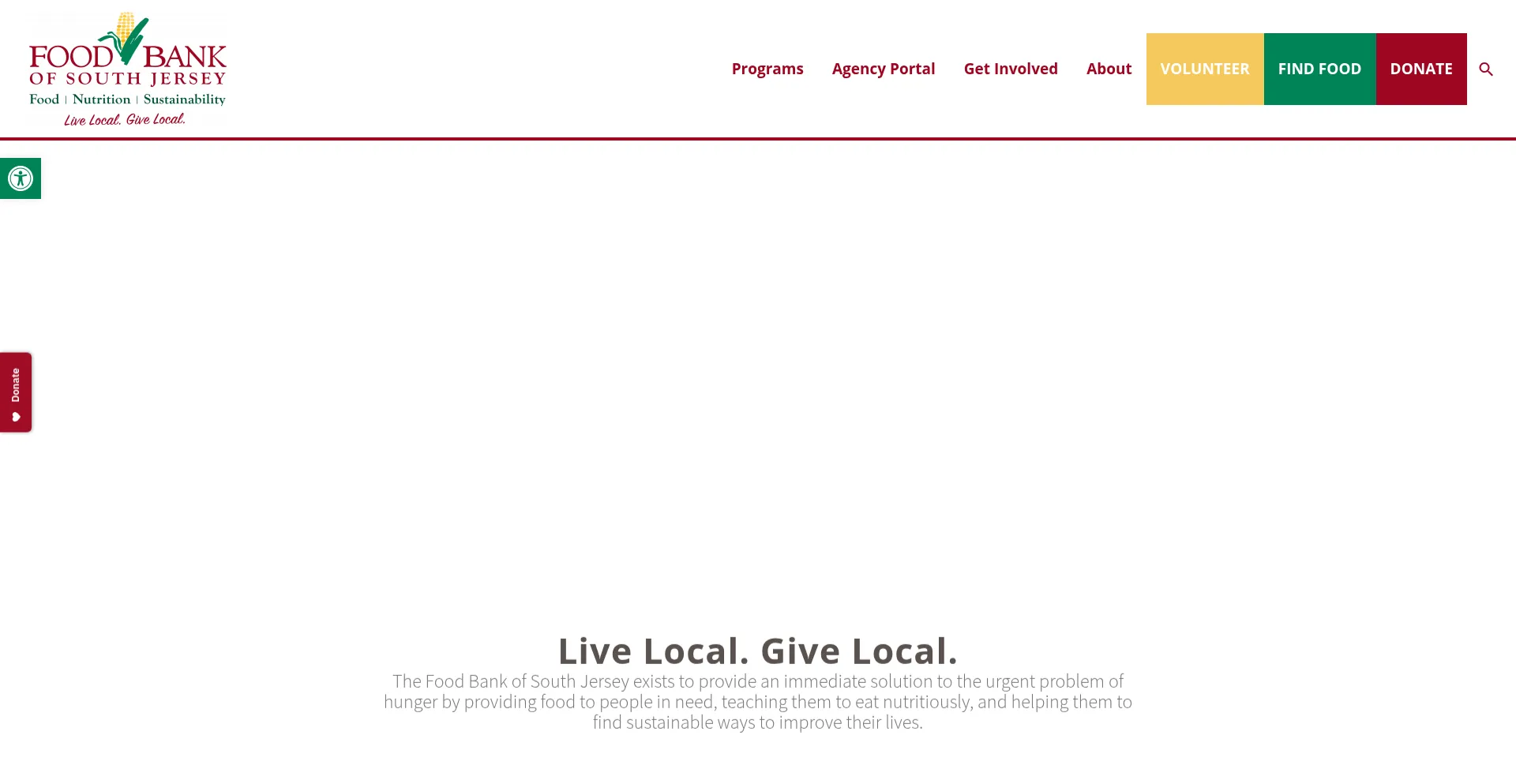 Website screenshot of Foodbanksj.org