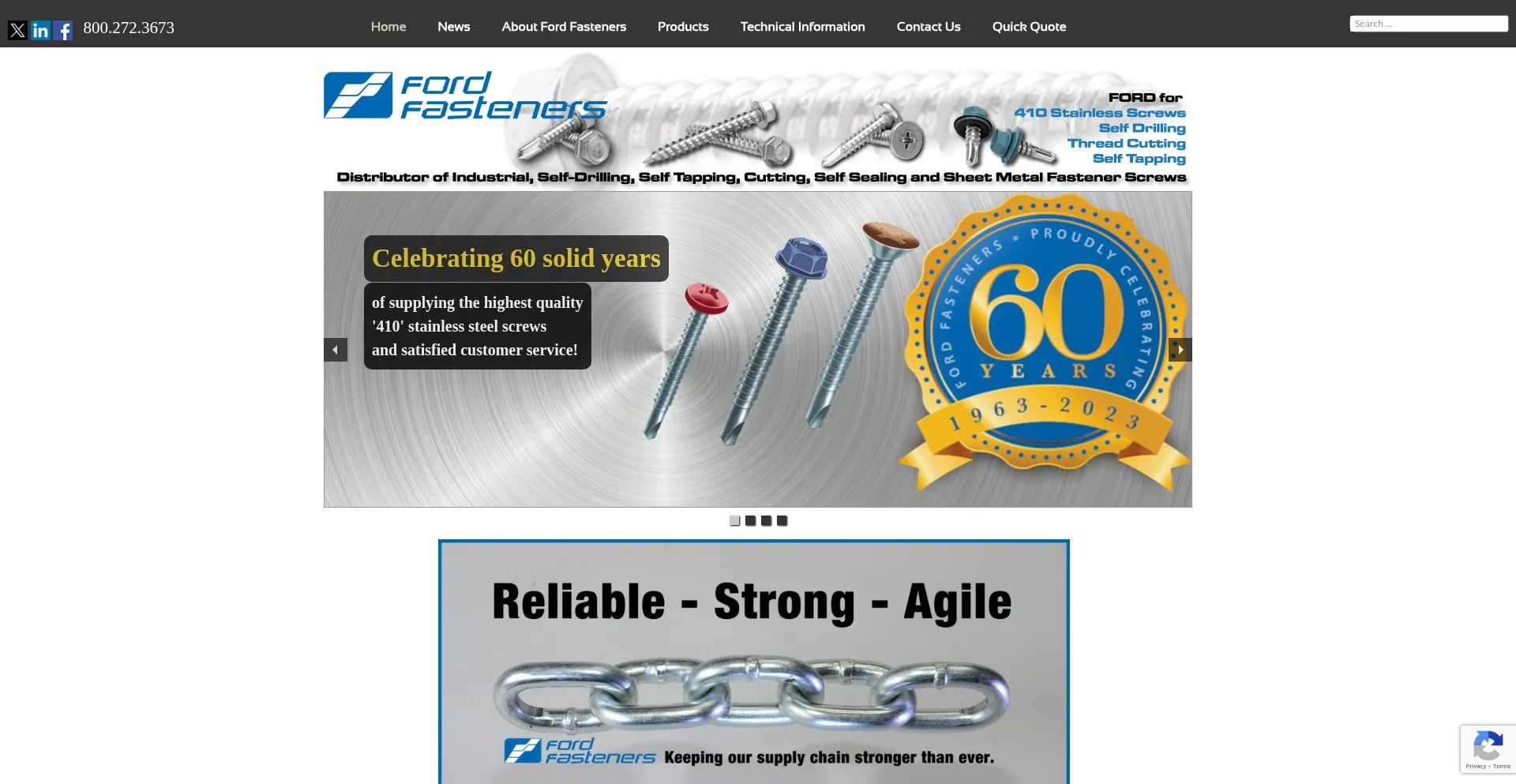 Website screenshot of Fordfasteners.com