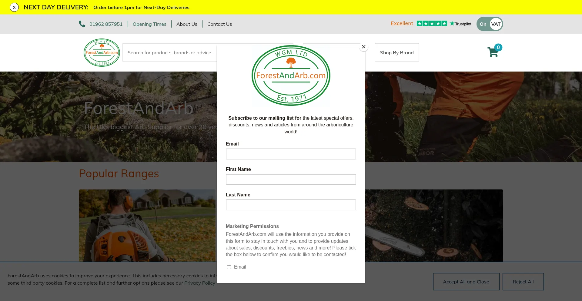 Website screenshot of Forestandarb.com