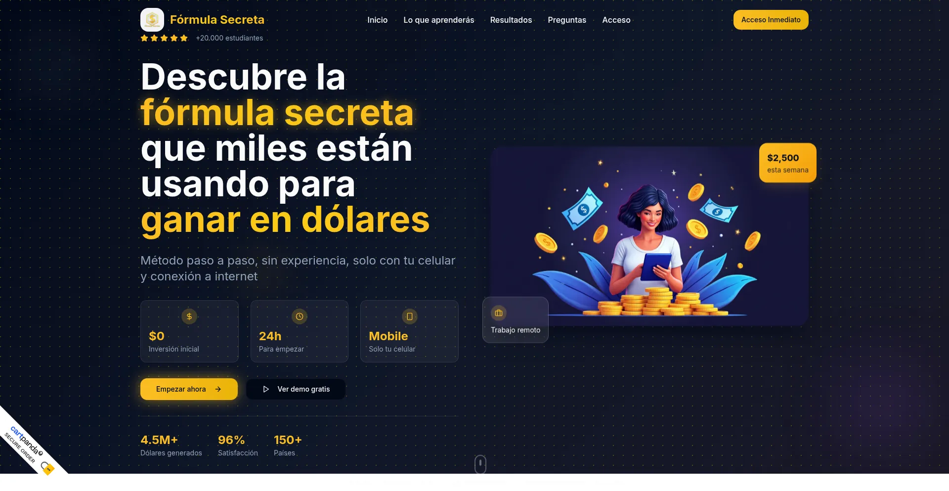 Website screenshot of Formulaganarendolar.site