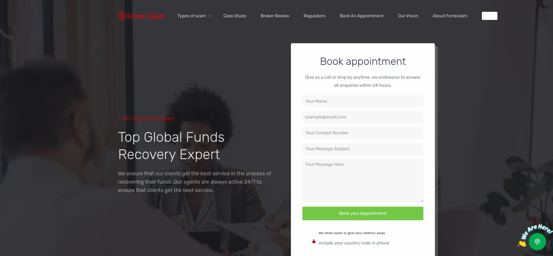 Website screenshot of Forteclaim.com