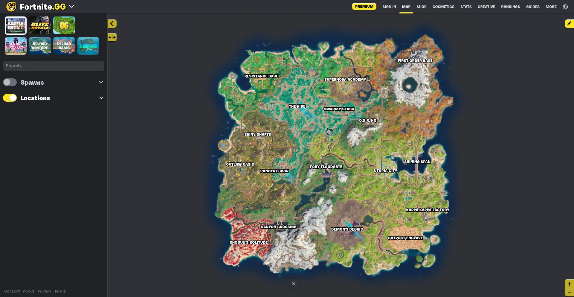 Website screenshot of Fortnite.gg