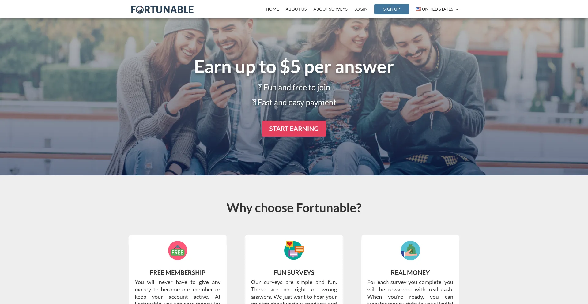 Website screenshot of Fortunable.com