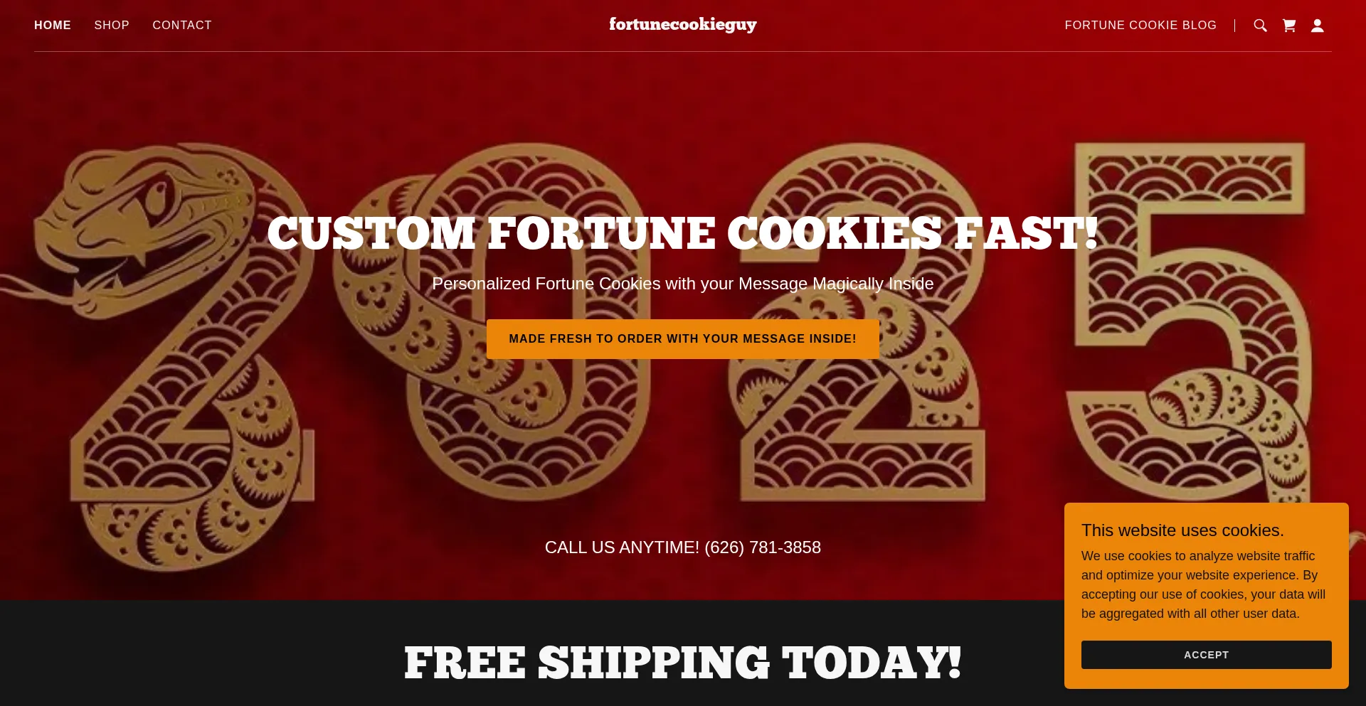 Website screenshot of Fortunecookieguy.com
