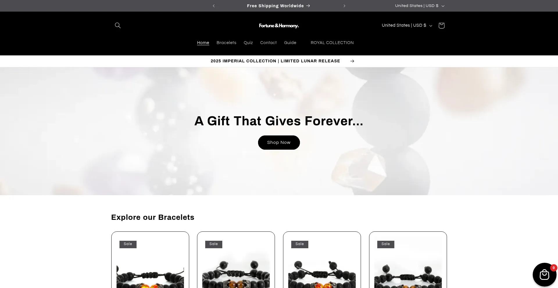 Website screenshot of Fortuneharmonybracelet.com