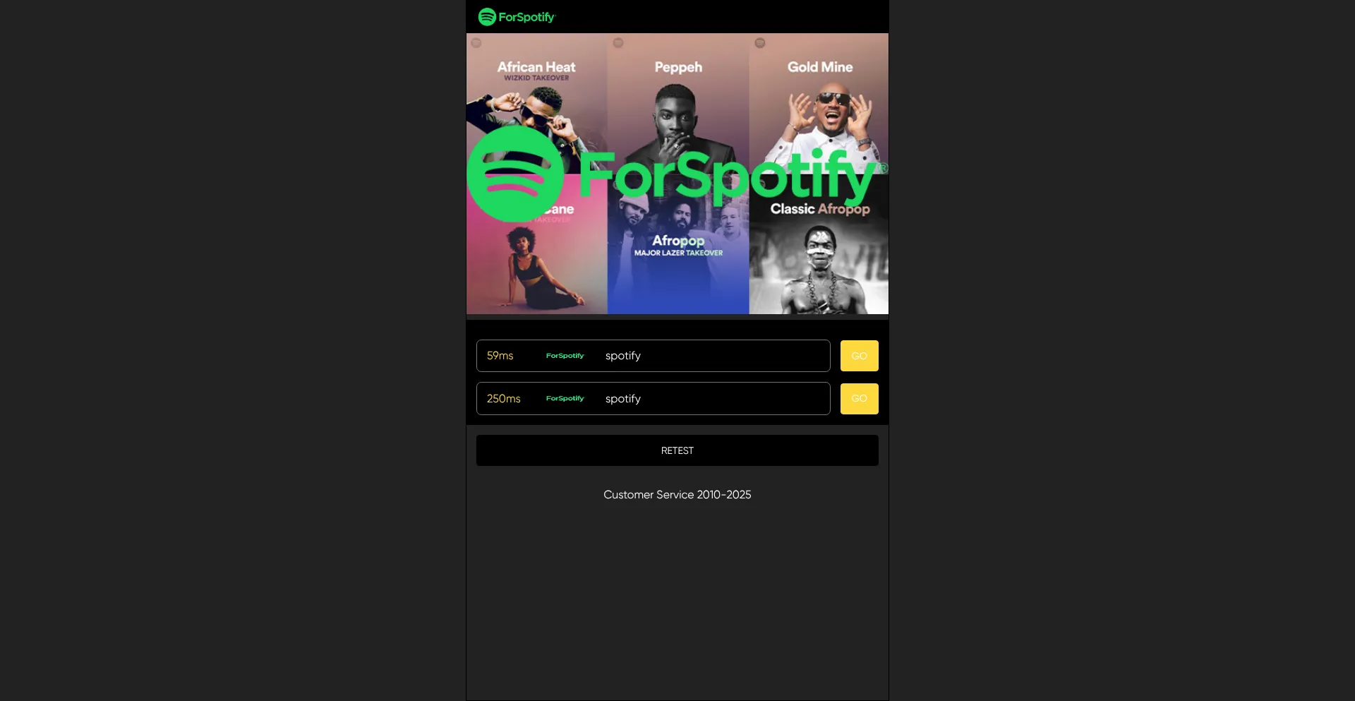 Website screenshot of Forxspotify.com