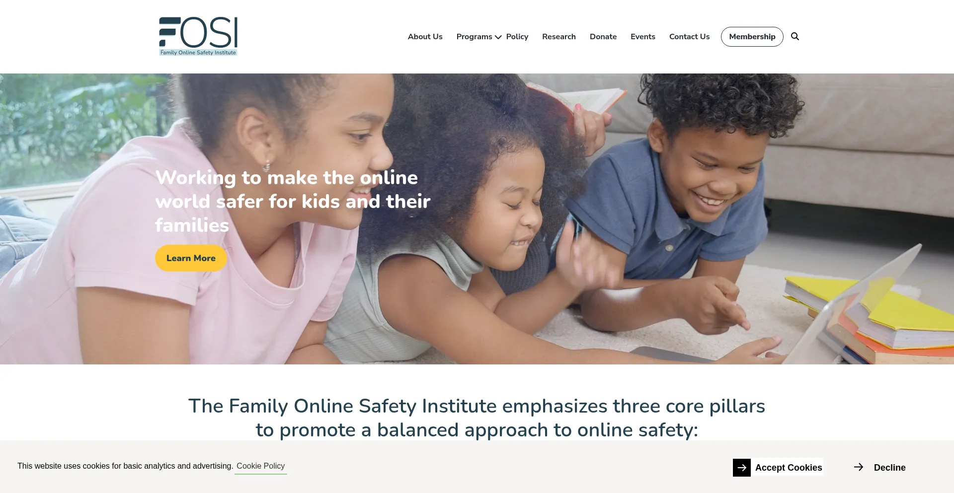Website screenshot of Fosi.org