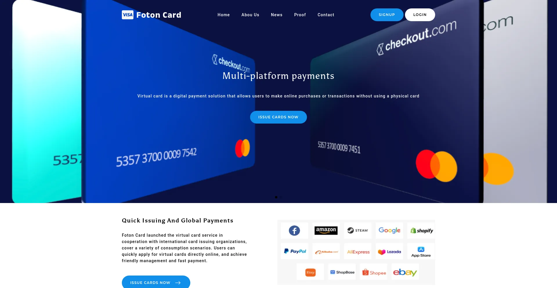 Website screenshot of Fotoncard.co