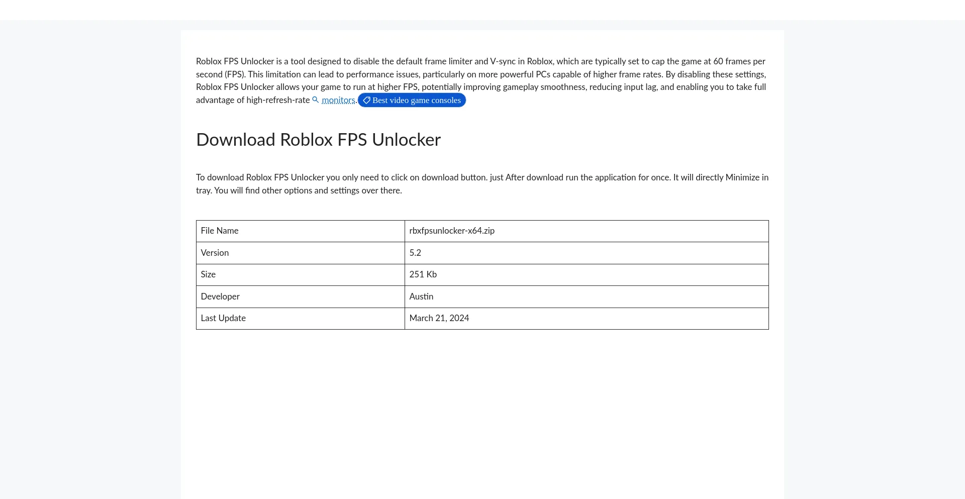 Website screenshot of Fpsunlocker.co