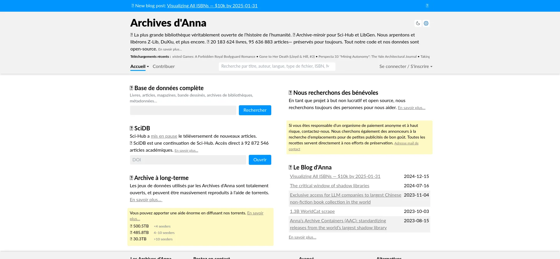 Website screenshot of Fr.annas-archive.org