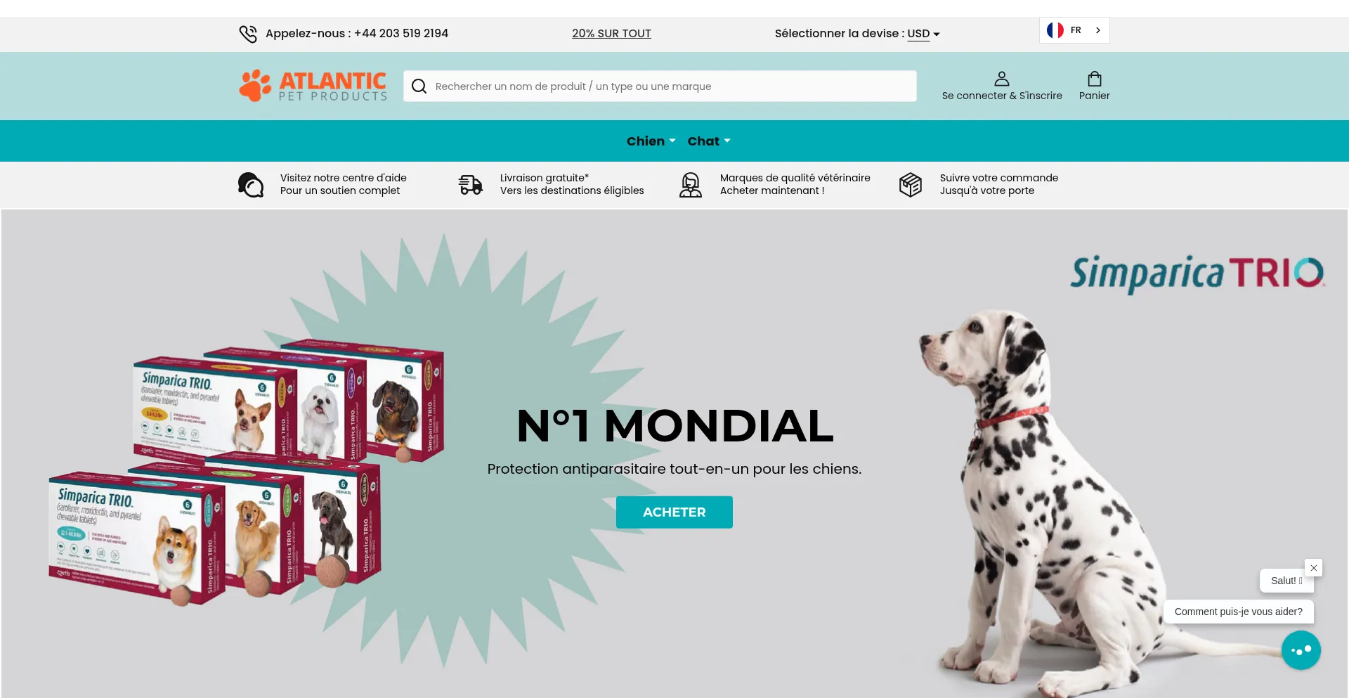 Website screenshot of Fr.atlanticpetproducts.com