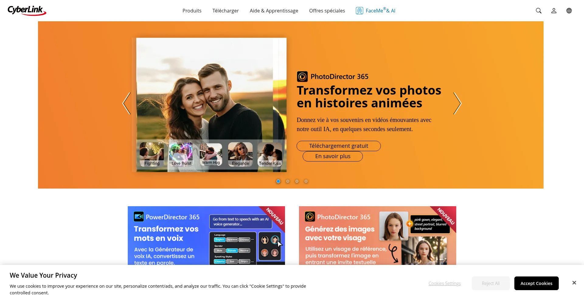 Website screenshot of Fr.cyberlink.com