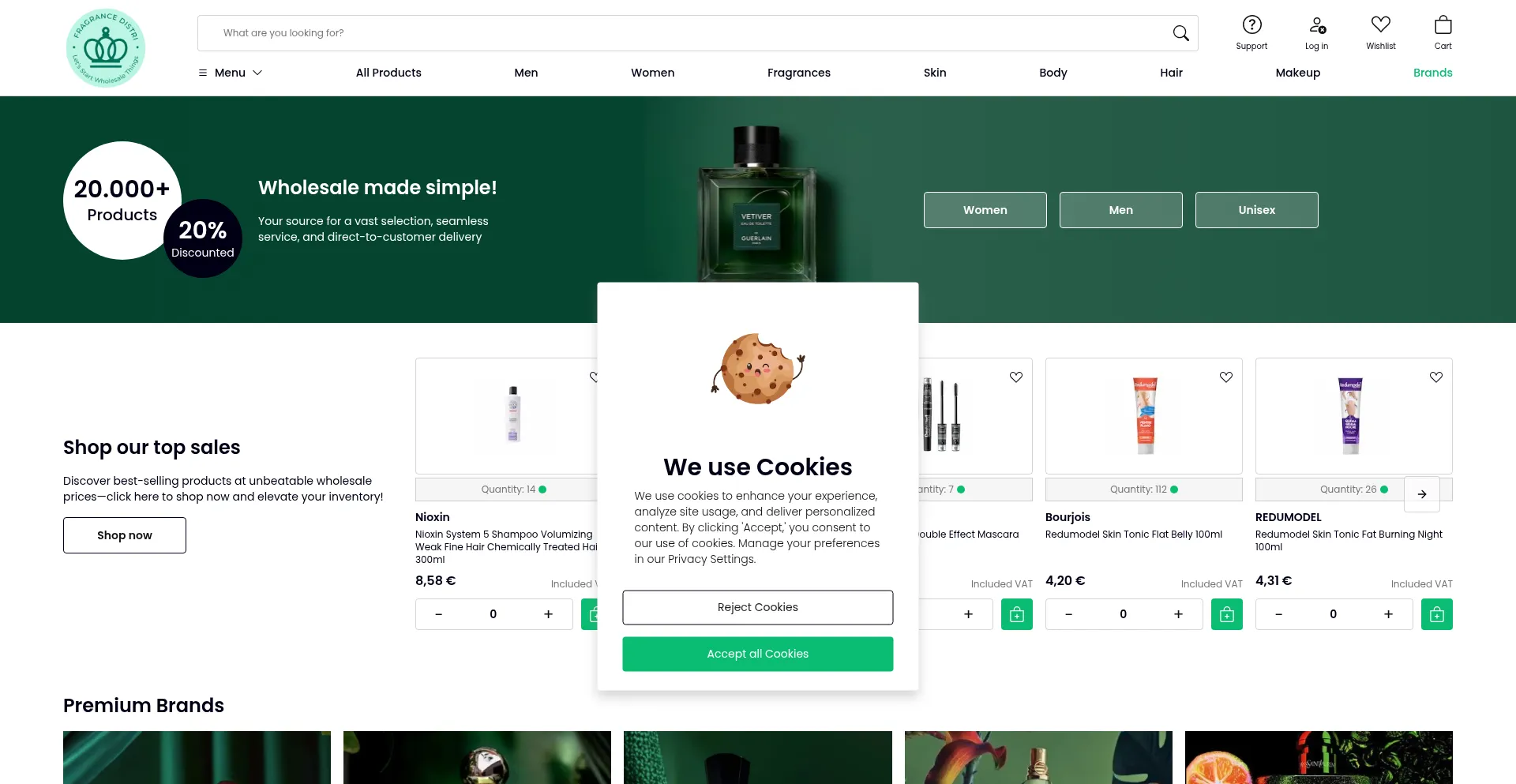 Website screenshot of Fragrancedistri.com