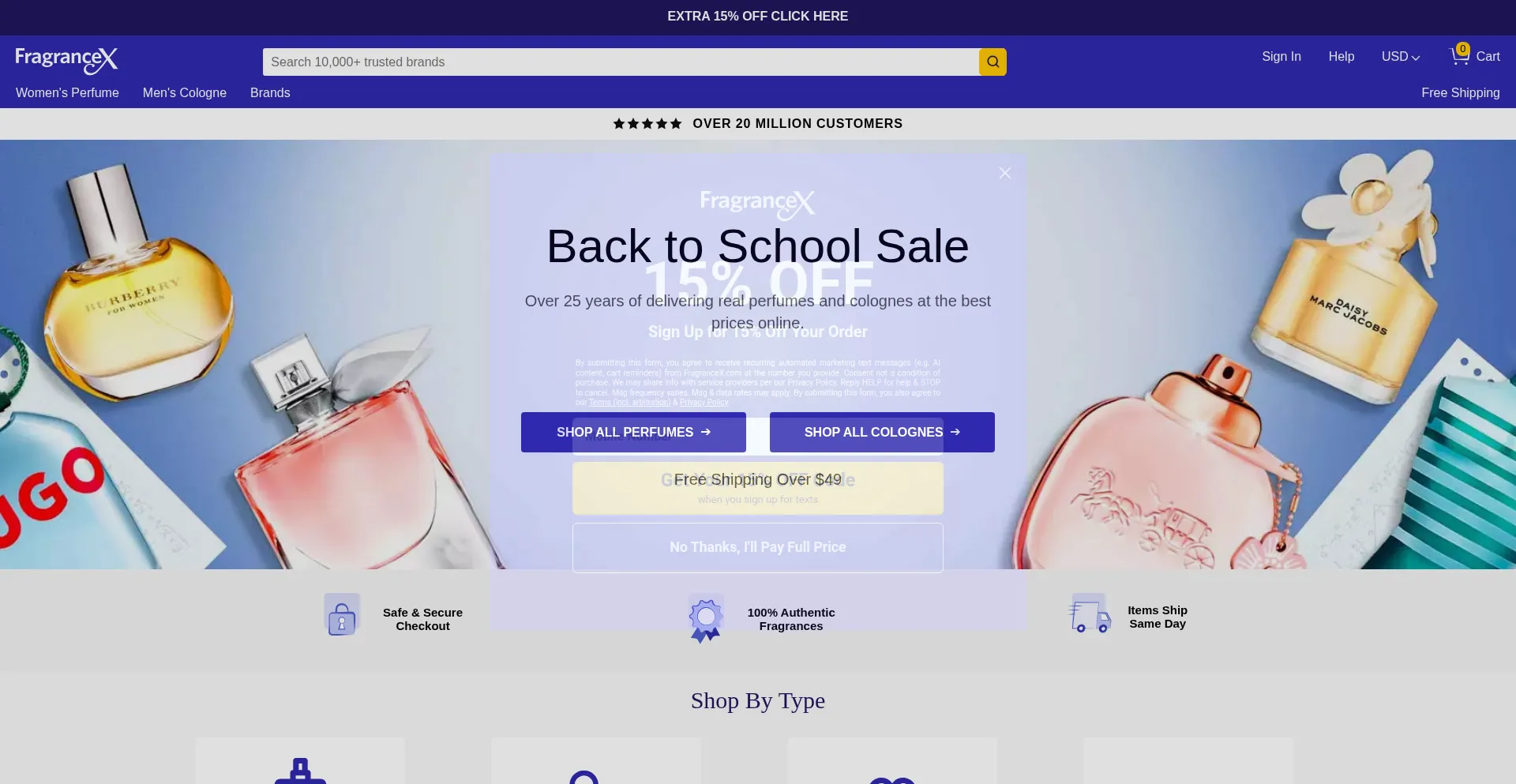 Website screenshot of Fragx.com